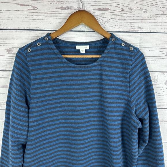 J Jill Sweater Womens XL Blue Striped Knit Boxy Buttons Casual Lagenlook Long - Picture 2 of 11